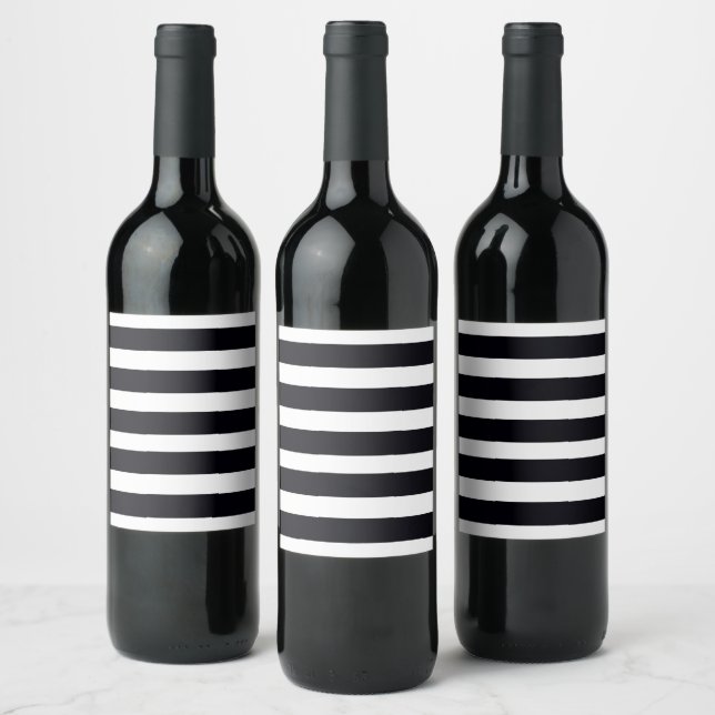 Étiquette Pour Bouteilles De Vin Étiquette de vin à rayures noires et blanches Chic (Bouteilles)