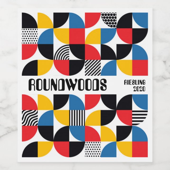 Étiquette Pour Bouteilles De Vin Étiquette de vin Abstrait rétro (Étiquettes simples)