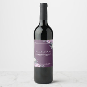 Étiquette Pour Bouteilles De Vin Étiquette de vin aux pivoines violettes et lilas É