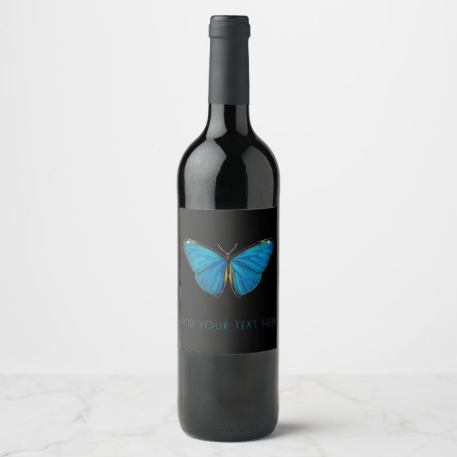 Étiquette Pour Bouteilles De Vin Étiquette DE VIN : BLEU BUTTERFLY (Devant)