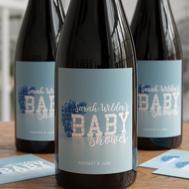 Étiquette Pour Bouteilles De Vin Étiquette de vin Blue Boy Baby shower Party (Planning a blue baby shower? Need wine labels? Just add your name and date)