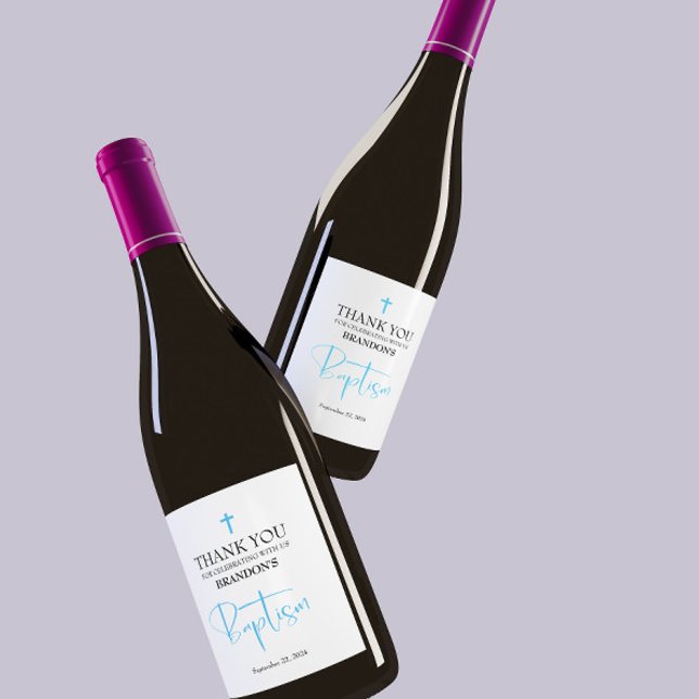 Étiquette Pour Bouteilles De Vin Étiquette de vin Blue Boy Baptism (Créateur téléchargé)