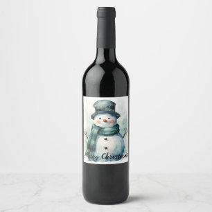 Étiquette Pour Bouteilles De Vin 🎄 Étiquette de vin bonhomme de neige festive