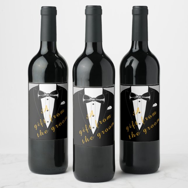 Étiquette Pour Bouteilles De Vin étiquette de vin cadeau smoking et queue de pie (Bouteilles)