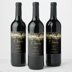 Étiquette Pour Bouteilles De Vin Étiquette de vin Cheers Luxe Or Noir