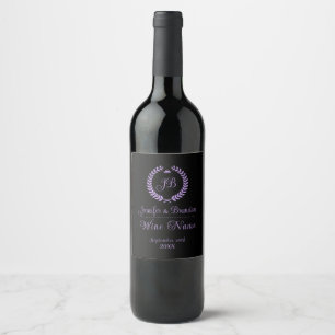 Étiquette Pour Bouteilles De Vin Étiquette de vin Couronne de Laurier violette et n