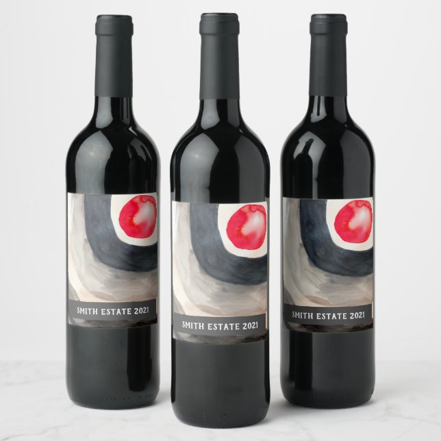 Étiquette Pour Bouteilles De Vin Étiquette de vin d'art d'aquarelle abstraite (Bouteilles)