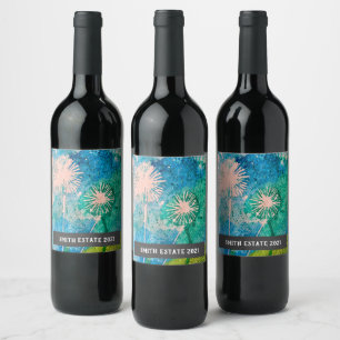 Étiquette Pour Bouteilles De Vin étiquette de vin d'art de l'aquarelle de pissenlit