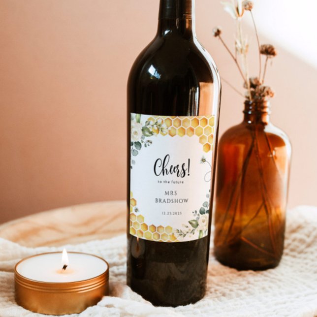 Étiquette Pour Bouteilles De Vin Étiquette de vin de douche de la mariée (Créateur téléchargé)