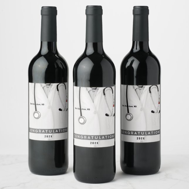 Étiquette Pour Bouteilles De Vin Étiquette de vin de fin d'études de médecine (Bouteilles)