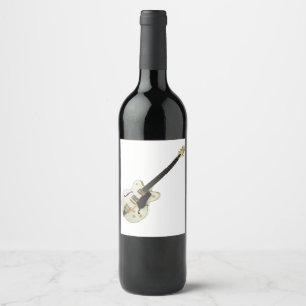 Étiquette Pour Bouteilles De Vin Étiquette de vin de guitare blanc