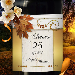 Étiquette Pour Bouteilles De Vin Étiquette de vin de l'année de la chute d'or rusti