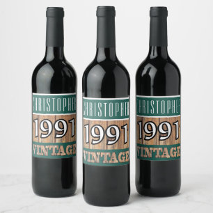 Étiquette Pour Bouteilles De Vin Étiquette de vin de l'année de naissance 1991