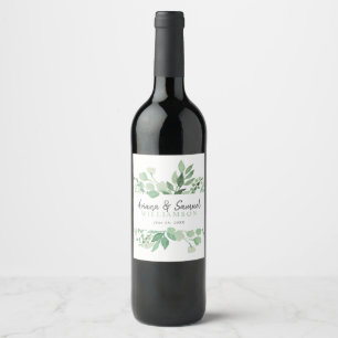 Étiquette Pour Bouteilles De Vin Étiquette de vin de mariage à la verdure luxuriant
