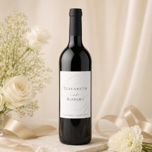 Étiquette Pour Bouteilles De Vin Étiquette de vin de mariage à monogramme minimalis