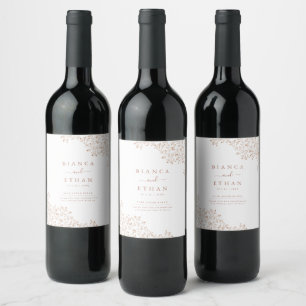 Étiquette Pour Bouteilles De Vin Étiquette de vin de mariage élégante florale rose