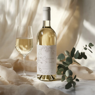 Étiquette Pour Bouteilles De Vin Étiquette de vin de mariage élégante vintage sépia