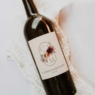 Étiquette Pour Bouteilles De Vin Étiquette de vin de mariage floral Bourgogne