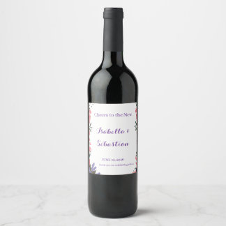 Étiquette Pour Bouteilles De Vin Étiquette de vin de mariage floral lavande et rose