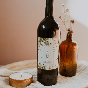 Étiquette Pour Bouteilles De Vin Étiquette de vin de mariage Monogramme Fleur sau