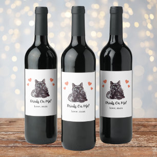 Étiquette Pour Bouteilles De Vin Étiquette de vin de mariage personnalisée Chat Noi