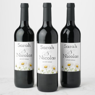 Étiquette Pour Bouteilles De Vin Étiquette de vin de mariage personnalisée minimali