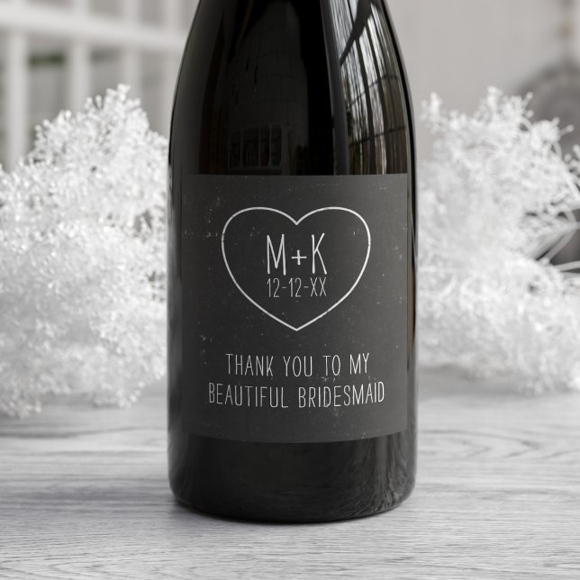 Étiquette Pour Bouteilles De Vin Étiquette de vin de Merci Black and White (You can thank any member of your beautiful wedding party. Just add your details)