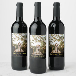 Étiquette Pour Bouteilles De Vin Étiquette de vin de Noël moderne noir et or