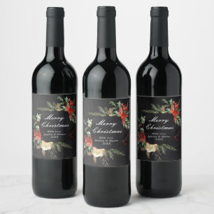 Étiquette Pour Bouteilles De Vin Étiquette de vin de Noël rustique
