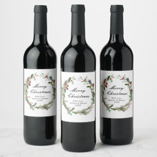 Étiquette Pour Bouteilles De Vin Étiquette de vin de Noël rustique
