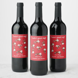 Étiquette Pour Bouteilles De Vin Étiquette de vin de Noël Yoga Père Noël