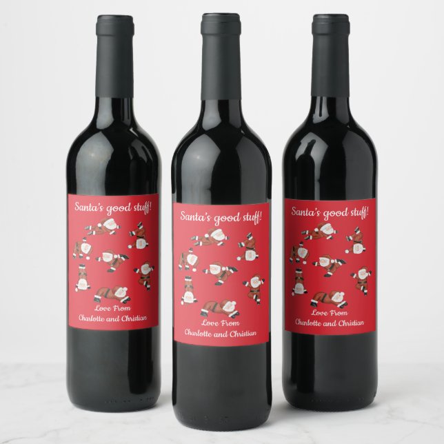 Étiquette Pour Bouteilles De Vin Étiquette de vin de Noël Yoga Père Noël (Bouteilles)