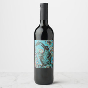 Étiquette Pour Bouteilles De Vin étiquette de vin de peinture de corneille