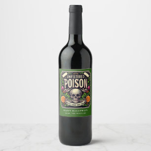 Étiquette Pour Bouteilles De Vin Étiquette de vin de poison de squelette d'Hallowee