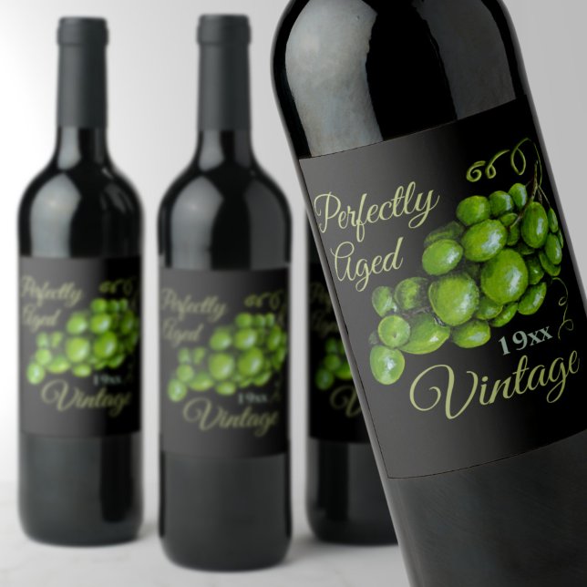 Étiquette Pour Bouteilles De Vin Étiquette de vin de raisins (Perfectly Aged Vintage Grapes Wine Label)