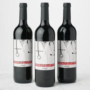 Étiquette Pour Bouteilles De Vin Étiquette de vin de remise de diplôme de médecin