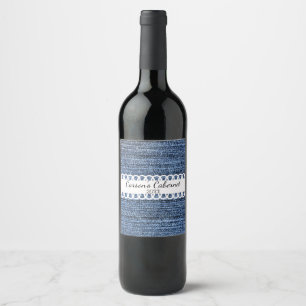 Étiquette Pour Bouteilles De Vin Étiquette de vin Denim et Ribbon Design