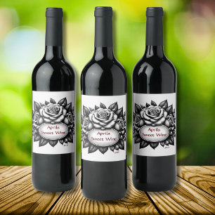 Étiquette Pour Bouteilles De Vin Étiquette de vin d'inspiration rose