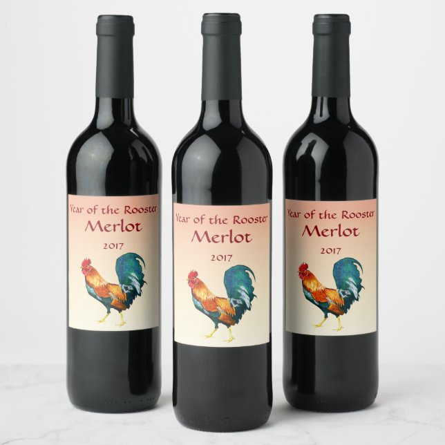 Étiquette Pour Bouteilles De Vin Étiquette de vin d'Oiseau de coq rouge (Bouteilles)