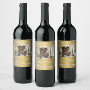 Étiquette Pour Bouteilles De Vin Étiquette de vin dorée brillante avec photo person