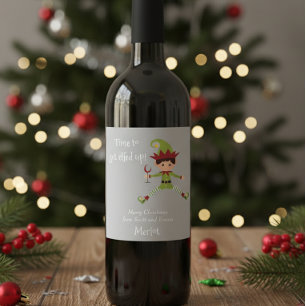 Étiquette Pour Bouteilles De Vin Étiquette de vin drôle de Noël Elf