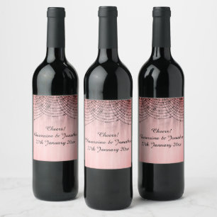 Étiquette Pour Bouteilles De Vin Étiquette DE VIN EN TIMBRE ROSE ROSE BLANC RUSTIQU