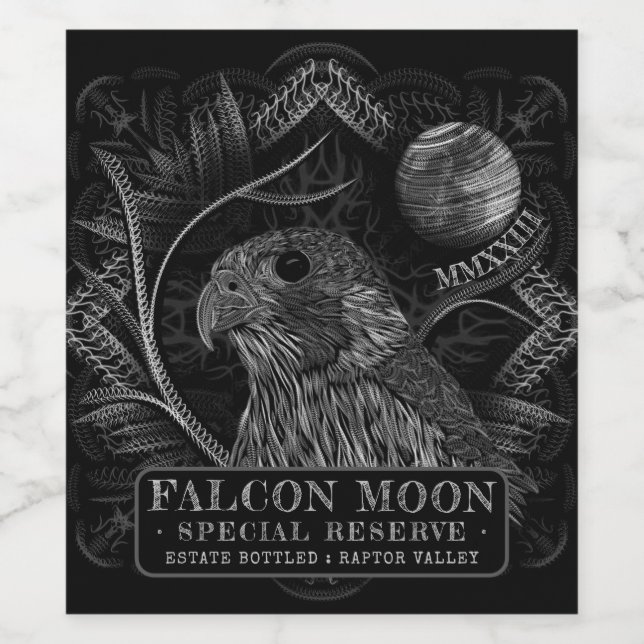 Étiquette Pour Bouteilles De Vin Étiquette de vin Falcon Pleine lune (Étiquettes simples)