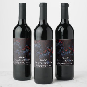ÉTIQUETTE POUR BOUTEILLES DE VIN ÉTIQUETTE DE VIN FLEUR DE CERISIER NOIR BLEU ROUGE