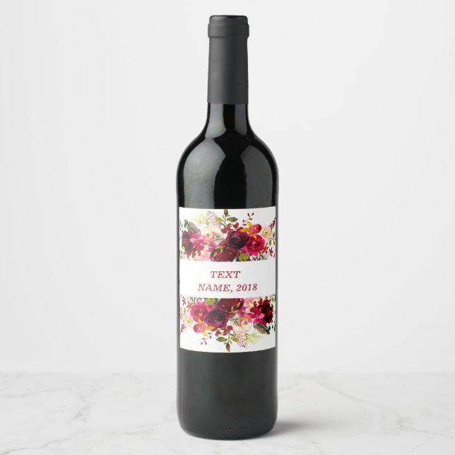 Étiquette Pour Bouteilles De Vin ÉTIQUETTE DE VIN - floral (Devant)