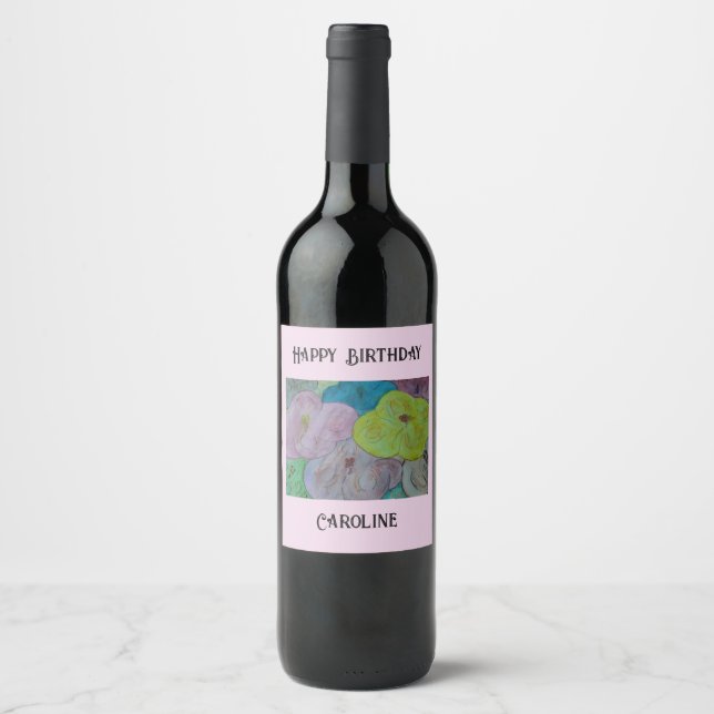 Étiquette Pour Bouteilles De Vin Étiquette de vin floral d'été Abstrait (Devant)