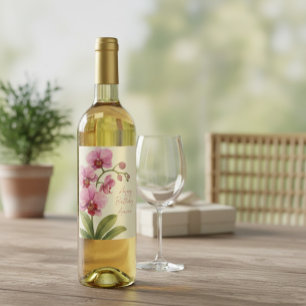 Étiquette Pour Bouteilles De Vin Étiquette de vin florale d'orchidée personnalisée