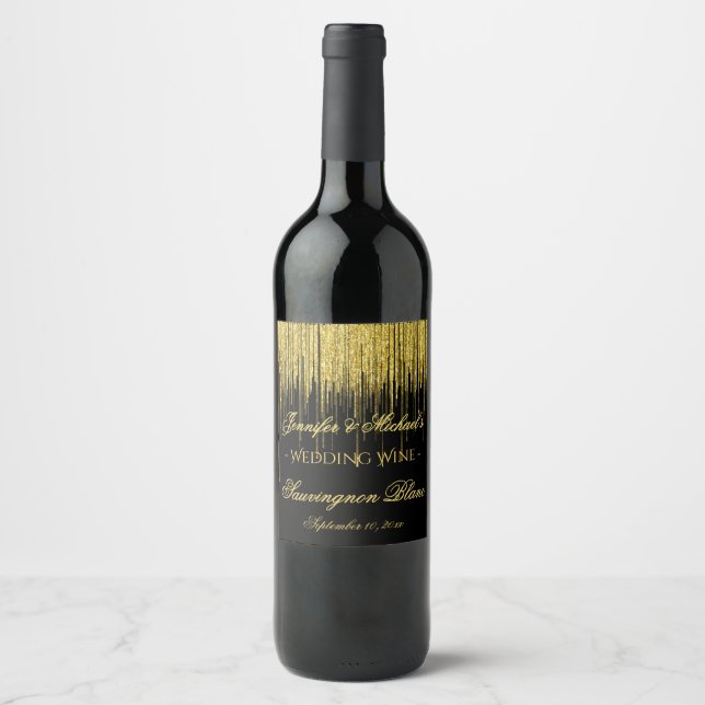 Étiquette Pour Bouteilles De Vin Étiquette de vin Gold Parties scintillant Streams (Devant)