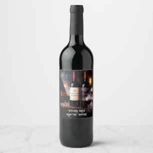 Étiquette Pour Bouteilles De Vin Étiquette de vin Halloween Brassin de sorcières