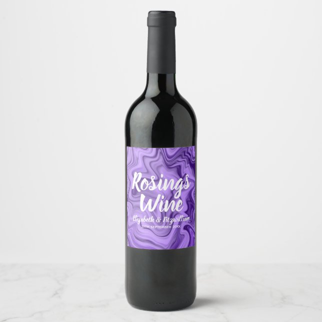 Étiquette Pour Bouteilles De Vin Étiquette de vin marbré violet (Devant)